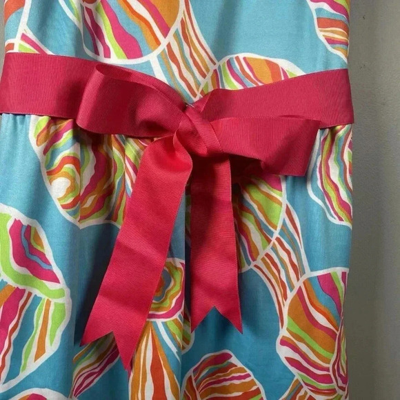 Gretchen Scott Shell Shock Ruffle Neck Dress Preppy Resortwear Tropical Size S - Picture 3 of 15